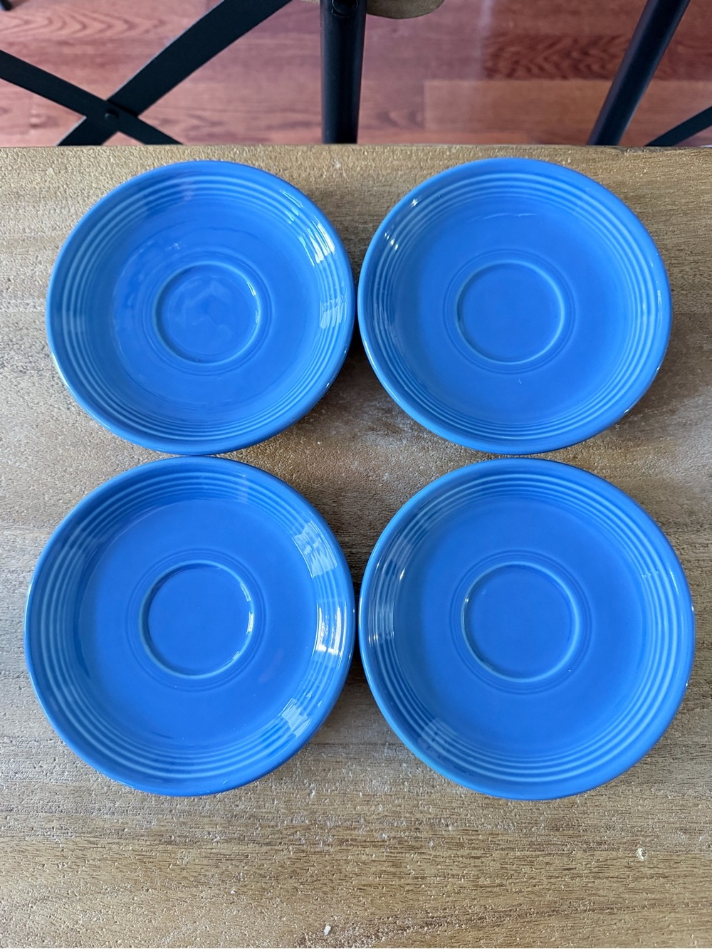 Set of 4 Fiesta Classic Rim 5-7/8" Saucers in Peacock Blue!